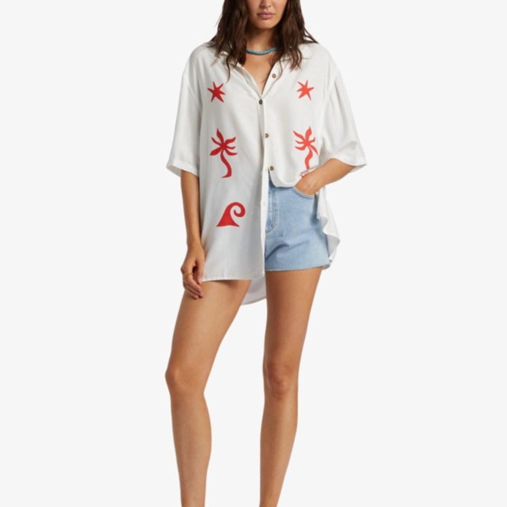 BILLABONG On Vacation Shirt S 23” P2P White $70 Retail NWOT - Picture 5 of 13